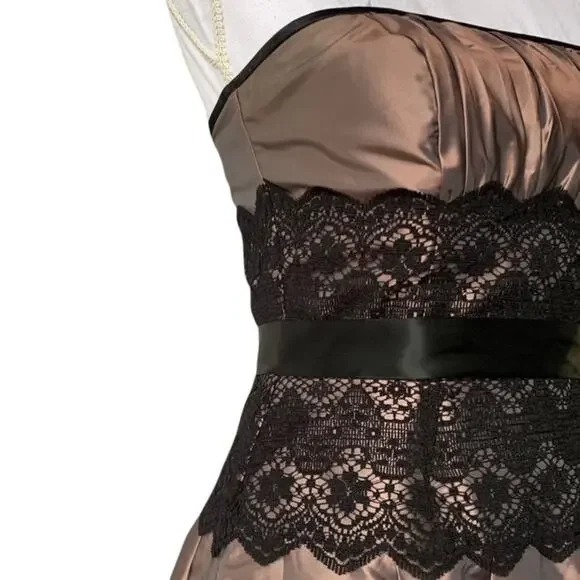 Jessica McClintock Gunne Sax strapless cocktail mini dress tulle satin lace 7 2 - Picture 5 of 12